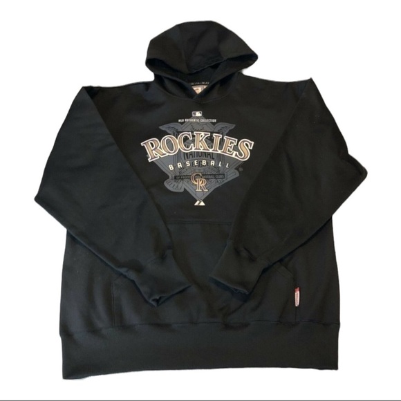 MAJESTIC Therma Base MLB Authentic Collection Hoodie Colorado Rockies - Picture 1 of 8